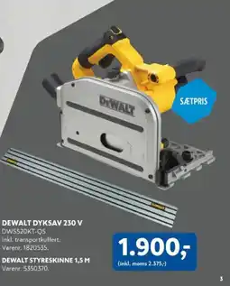 Davidsen Dewalt dyksav 230 v, dewalt styreskinne 1,5 m tilbud