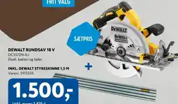 Davidsen Dewalt rundsav 18 v + inkl. dewalt styreskinne 1,5 m tilbud