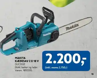 Davidsen Makita kædesav 2 x 18 v duc353z tilbud
