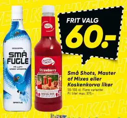Bilka Små Shots / Master of Mixes / Koskenkorva – Frit valg 60.- tilbud