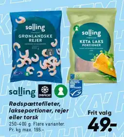Bilka Salling - fiskepakker (rejer / lakseportioner / torsk) tilbud