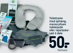 REMA 1000 Toilettaske med ophæng, memoryfoam nakkepude eller rejsetaskesæt 6 dele tilbud
