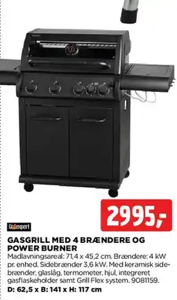 jem & fix Gasgrill med 4 brændere og power burner tilbud
