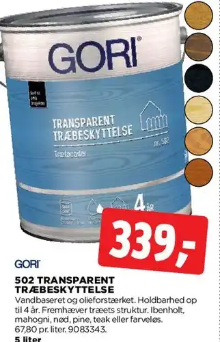 jem & fix GORI 502 TRANSPARENT TRÆBESKYTTELSE tilbud