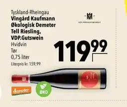 Citti Vingård Kaufmann Økologisk Demeter Tell Riesling, VDP.Gutswein tilbud