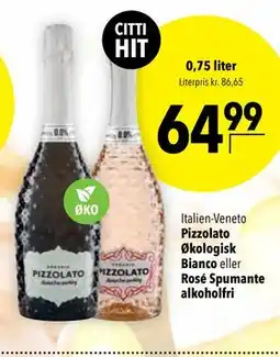 Citti Pizzolato Økologisk Bianco eller Rosé Spumante alkoholfri tilbud