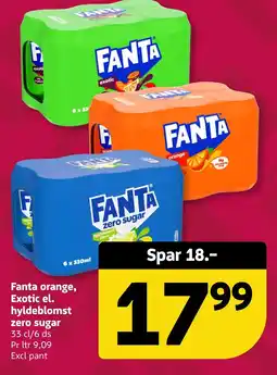 Løvbjerg Fanta orange, Exotic el. hyldeblomst zero sugar tilbud