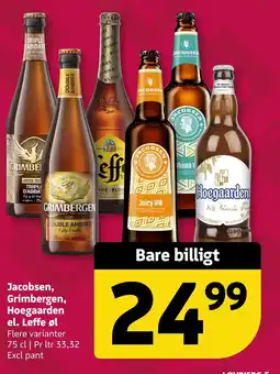 Løvbjerg Jacobsen, Grimbergen, Hoegaarden el. Leffe øl tilbud
