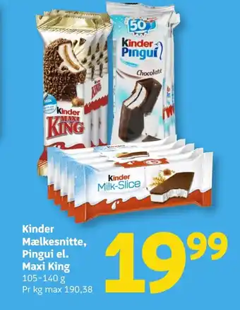 Løvbjerg Kinder Mælkesnitte, Pingui el. Maxi King tilbud