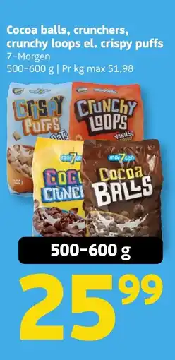Løvbjerg Cocoa balls, crunchers, crunchy loops el. crispy puffs tilbud