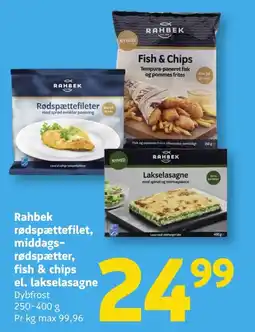 Løvbjerg Rahbek rødspættefilet, middags- rødspætter, fish & chips el. lakselasagne tilbud