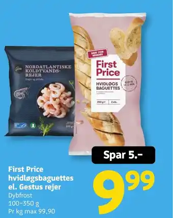 Løvbjerg First Price hvidløgsbaguettes el. Gestus rejer tilbud