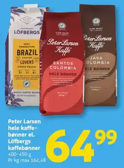 Løvbjerg Peter Larsen hele kaffe- bønner el. Löfbergs kaffebønner tilbud