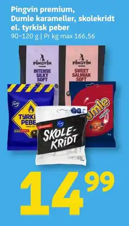 Løvbjerg Pingvin premium, Dumle karameller, skolekridt el. tyrkisk peber tilbud