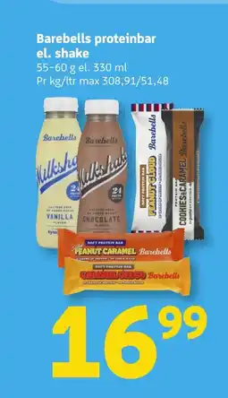 Løvbjerg Barebells proteinbar el. shake tilbud