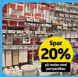 Løvbjerg På reolen med partyartikler tilbud