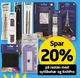 Løvbjerg På reolen med sytilbehør og KnitPro tilbud
