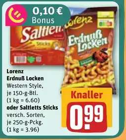 REWE DE Lorenz Erdnuẞ Locken oder Saltletts Sticks tilbud