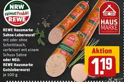 REWE DE REWE Hausmarke Sahne-Leberwurst oder NEU: REWE Hausmarke Gutsleberwurst tilbud