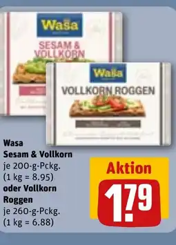 REWE DE Wasa Sesam & Vollkorn oder Vollkorn Roggen tilbud