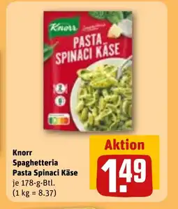 REWE DE KNORR Spaghetteria Pasta Spinaci Käse tilbud