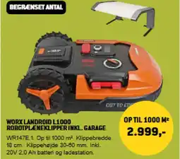 XL-BYG WORX LANDROID L1000 Robotplæneklipper inkl. garage tilbud