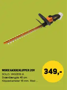 XL-BYG Worx hækkeklipper 20v tilbud