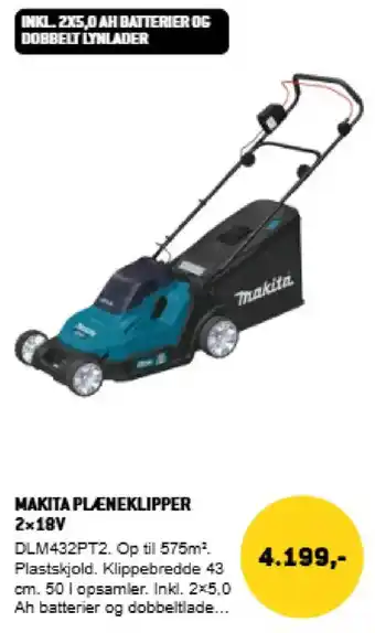 XL-BYG MAKITA Plæneklipper 2x18v tilbud