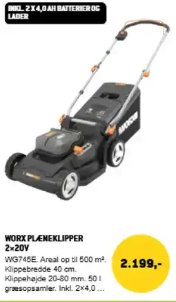 XL-BYG Worx pleneklipper 2x20v tilbud