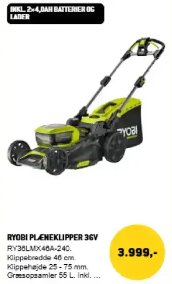 XL-BYG RYOBI Plæneklipper 36v tilbud