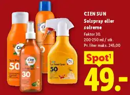 Lidl CIEN SUN Solspray eller solcreme tilbud