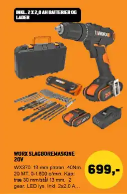 XL-BYG Worx Slagboremaskine 20v tilbud