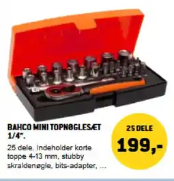 XL-BYG Bahco mini topnøglesæt 1/4". tilbud