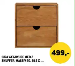 XL-BYG Sira væghylde med 2 skuffer. massiv eg. B18 x ... tilbud
