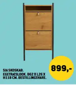 XL-BYG Sia skoskab. egetræeslook. B62 x L26 x H118 cm. bestillingsvare. tilbud