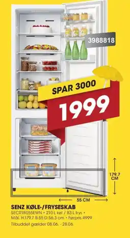 Punkt1 Senz køle-/fryseskab tilbud