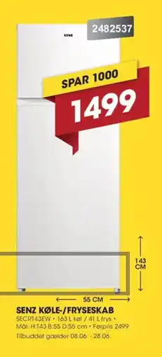 Punkt1 Senz køle-/fryseskab tilbud