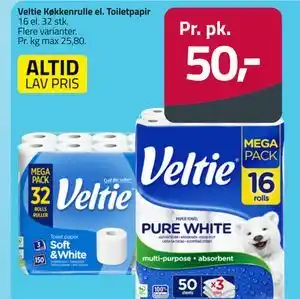 Fleggaard Veltie Køkkenrulle el. Toiletpapir tilbud