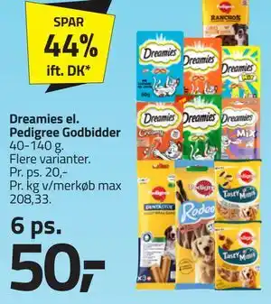 Fleggaard Dreamies el. Pedigree Godbidder tilbud