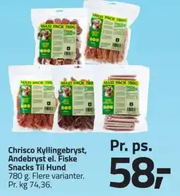 Fleggaard Chrisco Kyllingebryst, Andebryst el. Fiske Snacks Til Hund tilbud