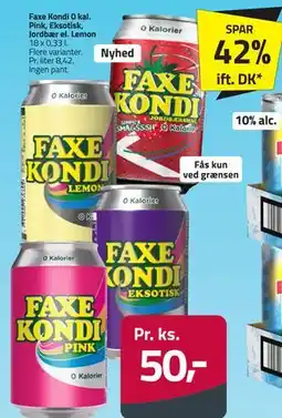 Fleggaard Faxe Kondi 0 kal. Pink, Eksotisk, Jordbær el. Lemon tilbud