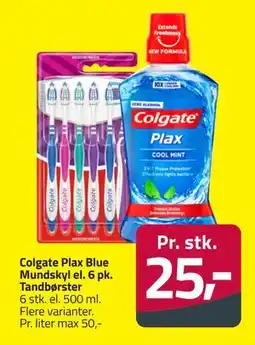 Fleggaard Colgate Plax Blue Mundskyl el. 6 pk. Tandbørster tilbud