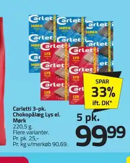 Fleggaard Carletti 3-pk. Chokopålæg Lys el. Mørk tilbud