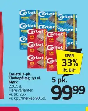 Fleggaard Carletti 3-pk. Chokopålæg Lys el. Mørk tilbud