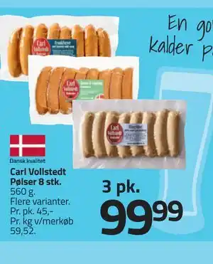 Fleggaard Carl Vollstedt Pølser 8 stk tilbud