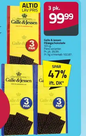 Fleggaard Galle & Jessen Pålægschokolade tilbud