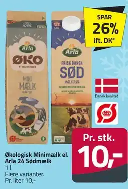 Fleggaard Økologisk Minimælk el. Arla 24 Sødmælk tilbud