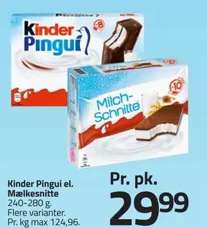 Fleggaard Kinder Pingui el. Mælkesnitte tilbud