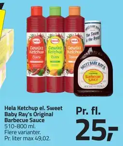Fleggaard Hela Ketchup el. Sweet Baby Ray’s Original Barbecue Sauce tilbud