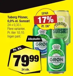 Calle Tuborg Pilsner, 0,0% el. Sunsæt tilbud